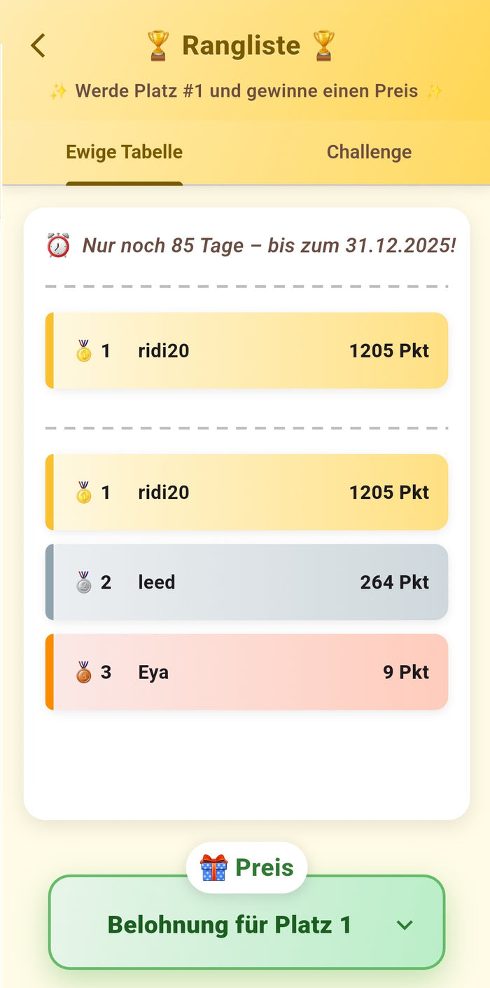 Challenge Rangliste in der muslimquiz App