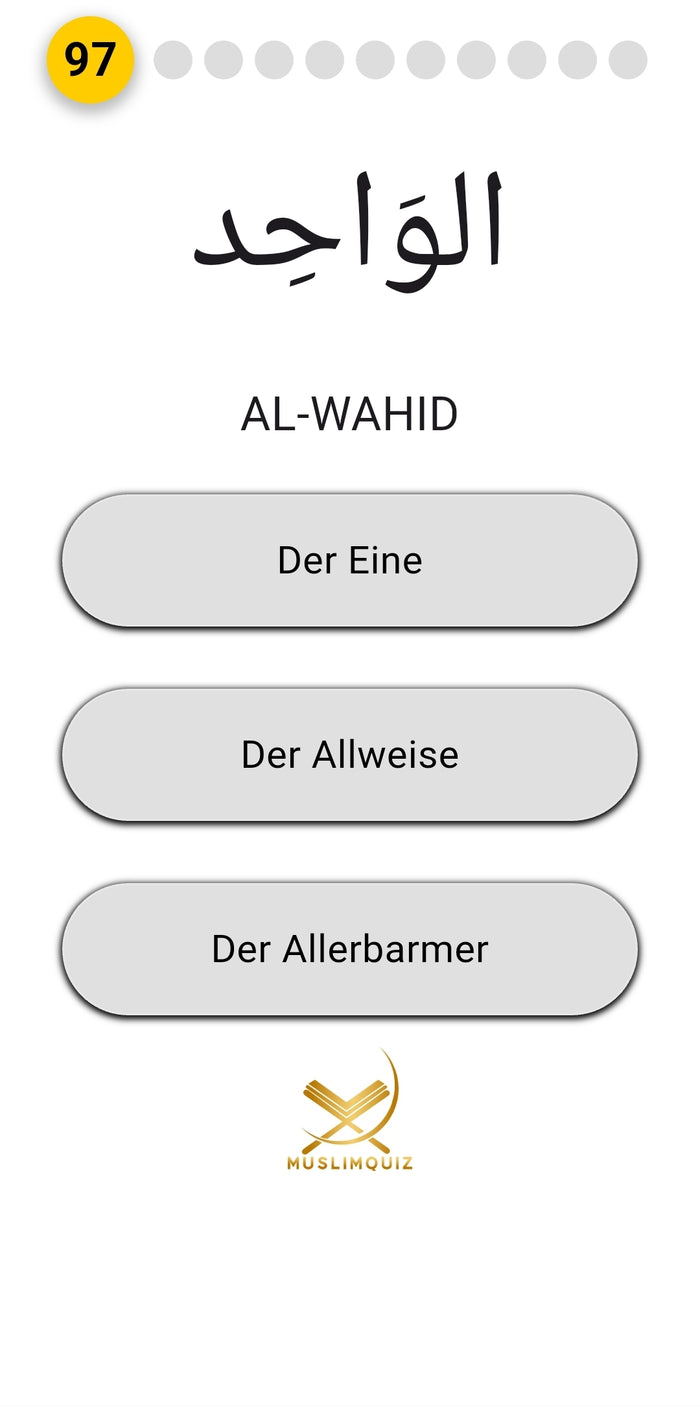 99 Namen Allahs Quiz in der muslimquiz App