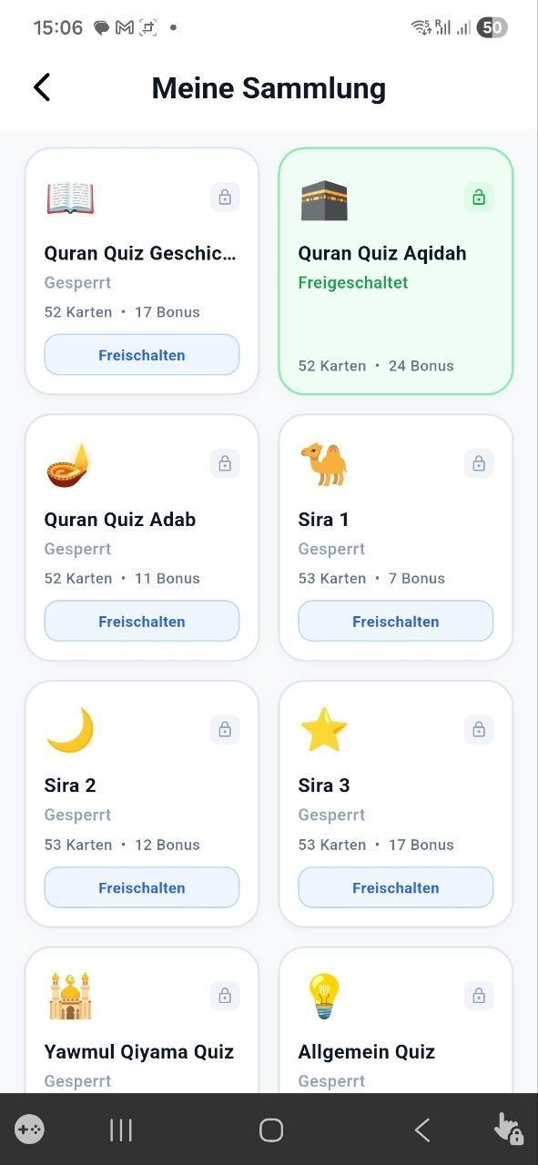 Meine Sammlung in der muslimquiz App